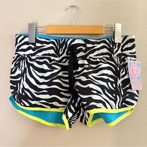 Vintage Y2K Zebra Print Reversible Shorts Yellow & Blue Dead Stock